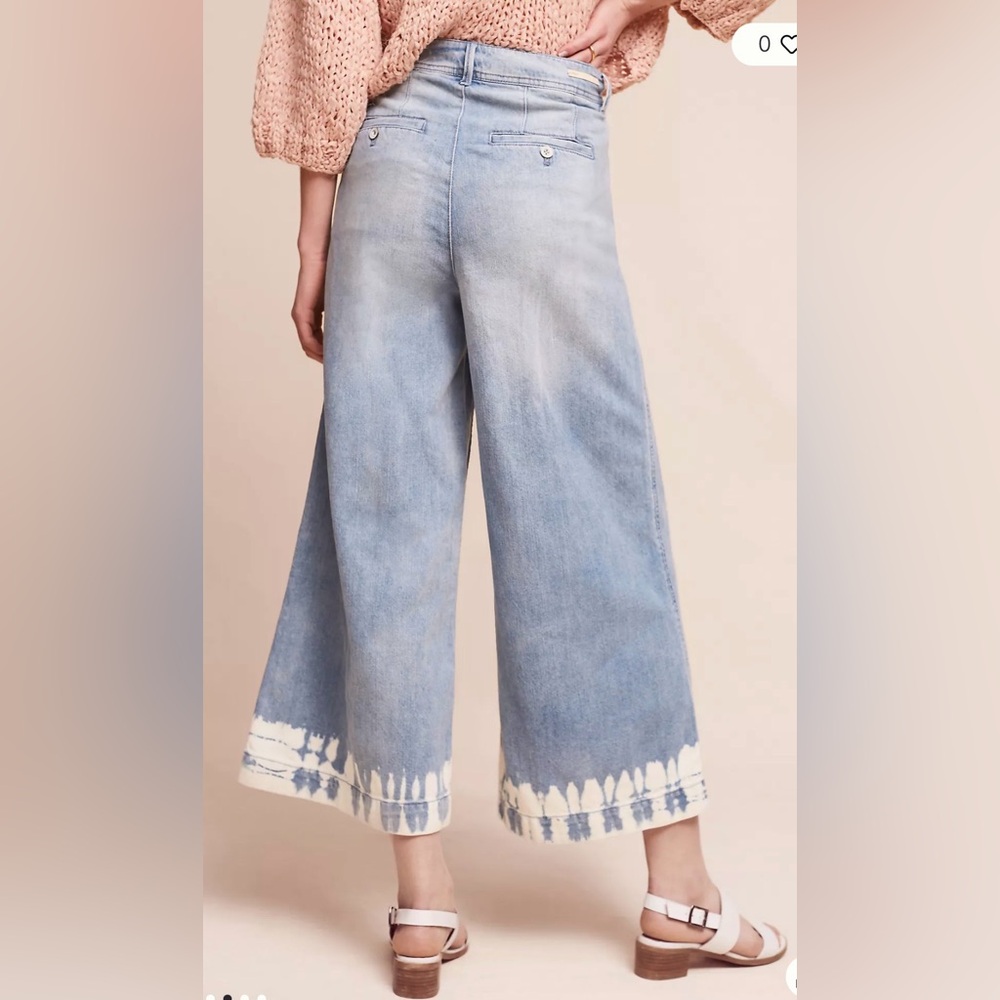 Pilcro and the Letterpress (Anthropologie) Light Bleach Tie Dye Wide Leg Jeans - Picture 3 of 16
